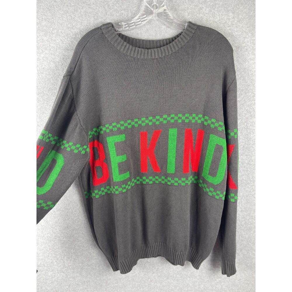 IML Be Kind Holiday Sweater Women's Size M‎ Gray Crew Neck Pullover
